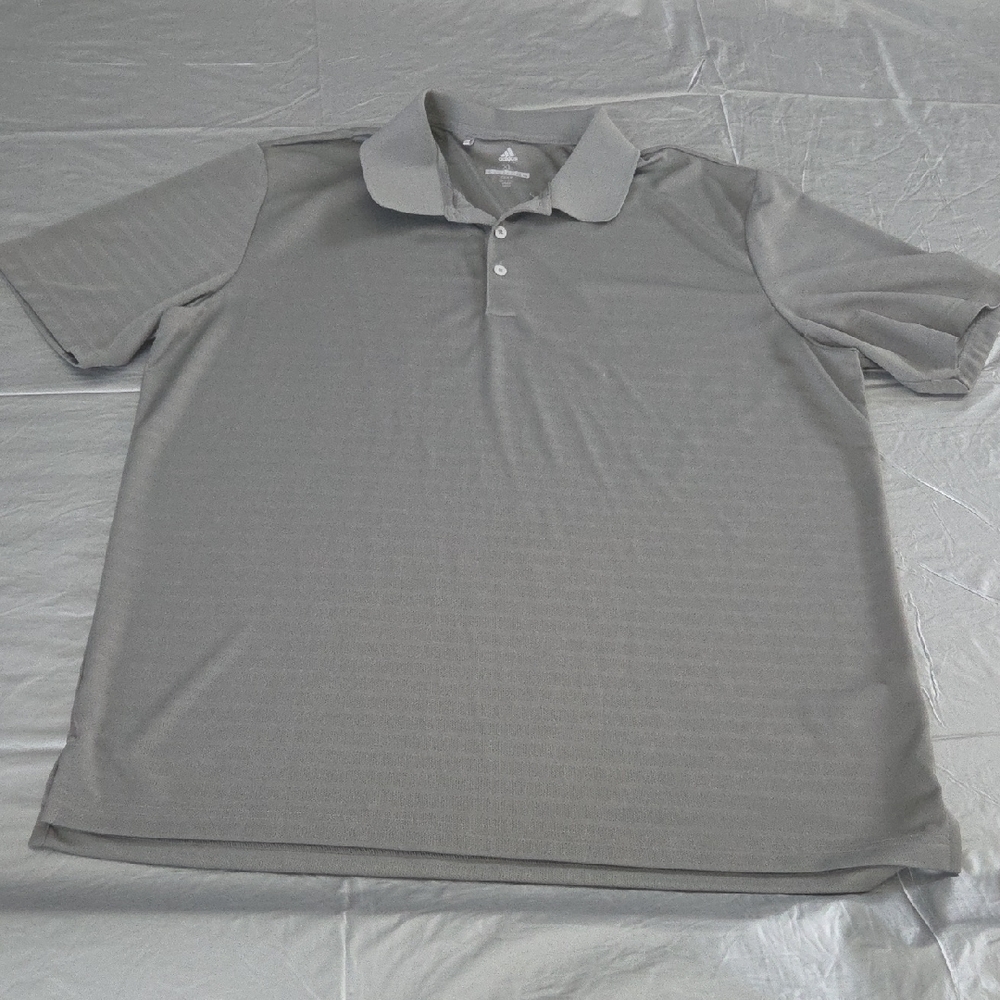 adidas Men's Grey Polo Shirt with Three-Button Placket